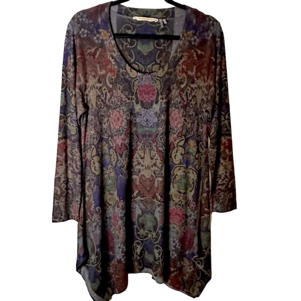 Soft Surroundings‎ Paisley Floral Boho Lagenlook Artsy Sweater Tunic PM 37678